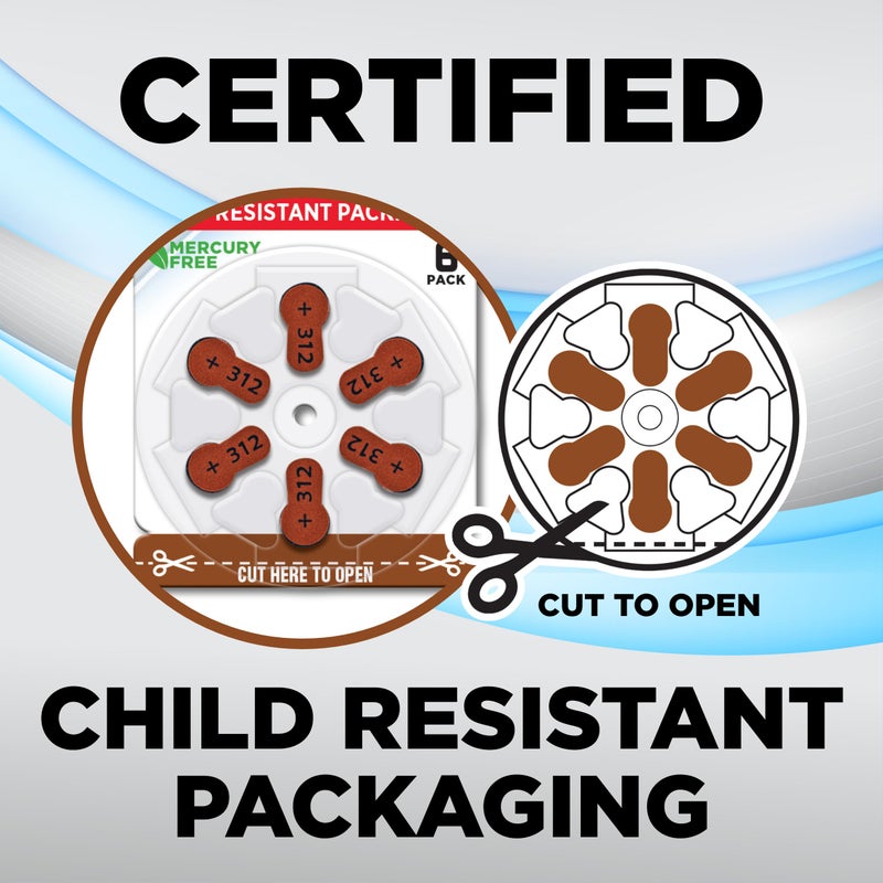 Powermax Size 312 Hearing Aid Batteries, 120 Count Long-Lasting Battery Pack, Brown Long Tab for Easy Change - Image 5